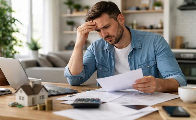 Worried Homeowner at Desk